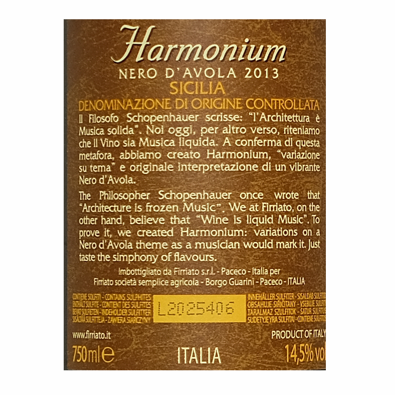 Harmonium Firriato Re Di Coppe Enoteca Agrigento